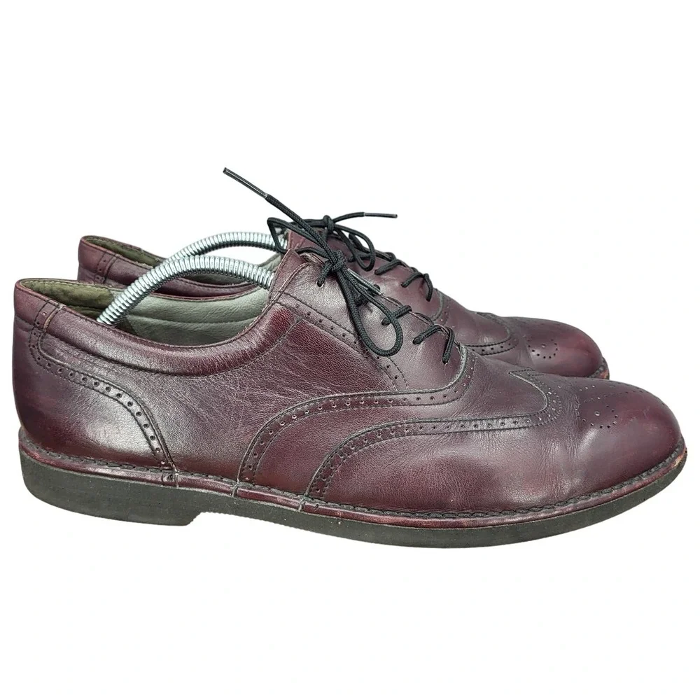 DresSports Rockport Oxford Shoes Mens 11.5 Burgundy Leather Wingtip Brogue Dress